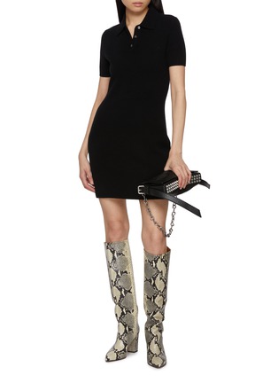 Figure View - Click To Enlarge - ALEXANDERWANG - Knitted Logo Patch Polo Wool Mohair Dress