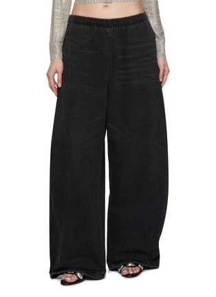 Main View - Click To Enlarge - ALEXANDERWANG - Elasticated Drawstring Waistband Denim Sweatpants