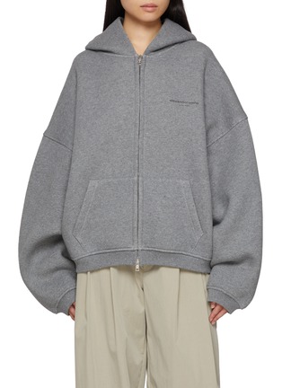 Main View - Click To Enlarge - ALEXANDERWANG - Hotfix Crystal Zip Up Hoodie