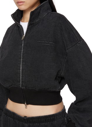  - ALEXANDERWANG - Cropped Funnel Neck Brushed Denim Jacket