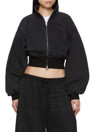 Main View - Click To Enlarge - ALEXANDERWANG - Cropped Funnel Neck Brushed Denim Jacket