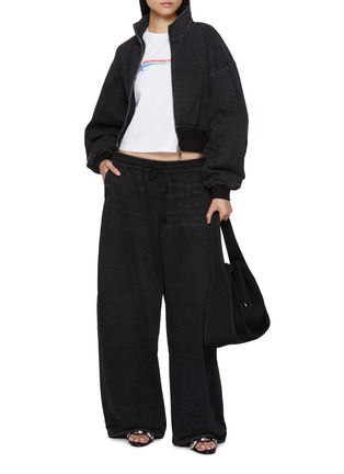 Figure View - Click To Enlarge - ALEXANDERWANG - Cropped Funnel Neck Brushed Denim Jacket