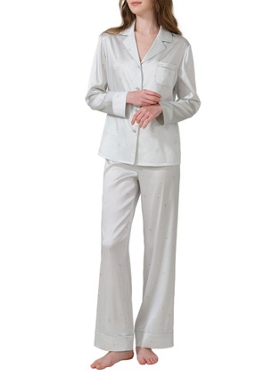 Main View - Click To Enlarge - SILKY MIRACLE - Petite Flower Bouquet Pyjama Set — Blue/Size S