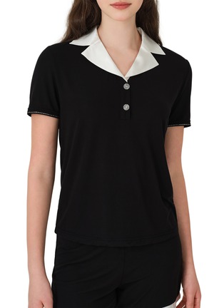Main View - Click To Enlarge - SILKY MIRACLE - Elegance Colour Block Short Set — Black/Size M