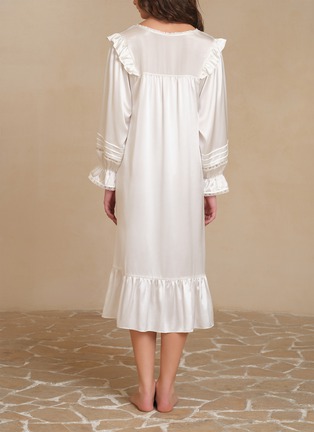 Detail View - Click To Enlarge - SILKY MIRACLE - Purity Ruffle Hem Lace Silk Nightgown — Pearl White/Size S