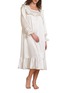 Main View - Click To Enlarge - SILKY MIRACLE - Purity Ruffle Hem Lace Silk Nightgown — Pearl White/Size S