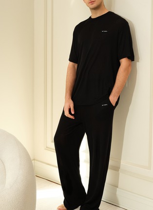  - SILKY MIRACLE - Nude Men's Knit Short Sleeve Top — Black/Size L