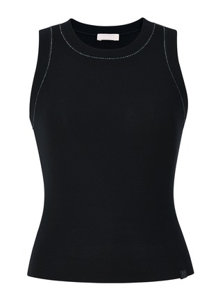 Main View - Click To Enlarge - SILKY MIRACLE - Nude Swarovski Crystal Tank Top — Black/Size M