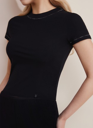 Detail View - Click To Enlarge - SILKY MIRACLE - Nude Swarovski Crystal T-Shirt — Black/Size M