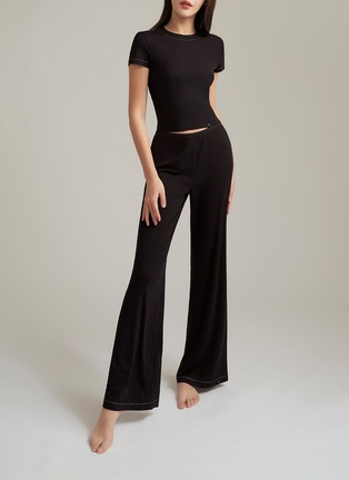  - SILKY MIRACLE - Nude Swarovski Crystal T-Shirt — Black/Size M