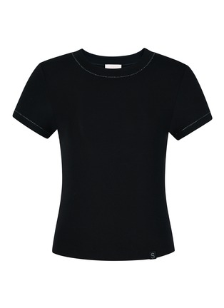 Main View - Click To Enlarge - SILKY MIRACLE - Nude Swarovski Crystal T-Shirt — Black/Size M
