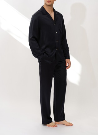 Detail View - Click To Enlarge - SILKY MIRACLE - Miracle Men's Silk Pyjama Set — Black/Size M