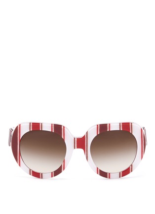 Main View - Click To Enlarge - - - Striped round-frame sunglasses