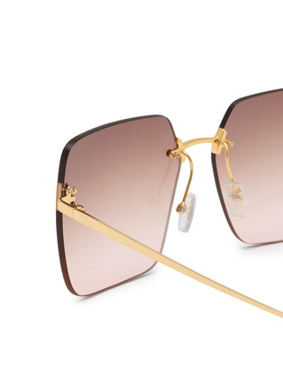 Detail View - Click To Enlarge - FENDI - First Crystal Metal Square Sunglasses