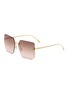 FENDI First Crystal Metal Square Sunglasses