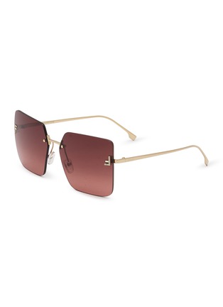 Main View - Click To Enlarge - FENDI - Fendi First Crystal Metal Square Sunglasses