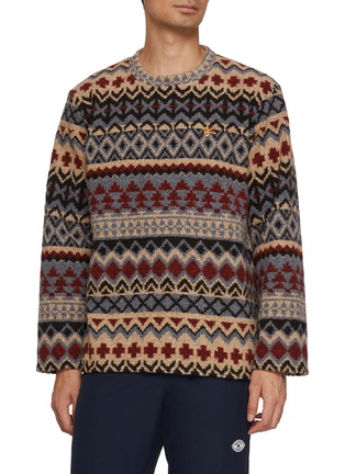 Main View - Click To Enlarge - DISTRICT VISION - Jacquard Crewneck Knit Sweater