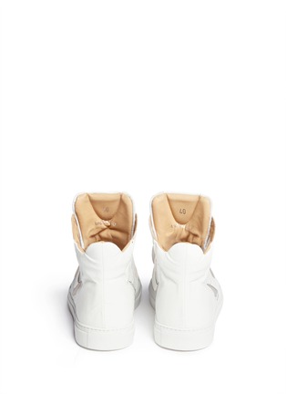 Back View - Click To Enlarge - MM6 MAISON MARGIELA - Iridescent mesh panel leather sneakers