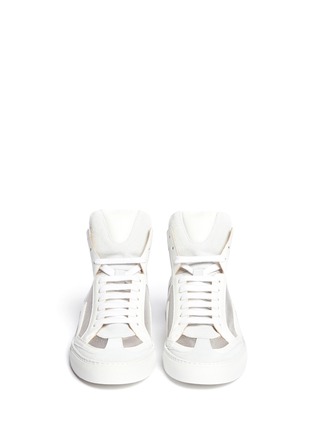 Figure View - Click To Enlarge - MM6 MAISON MARGIELA - Iridescent mesh panel leather sneakers