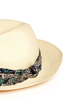 Detail View - Click To Enlarge - LANVIN - Print scarf Panama hat