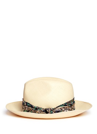Figure View - Click To Enlarge - LANVIN - Print scarf Panama hat