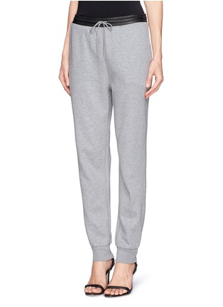 Front View - Click To Enlarge - T BY ALEXANDER WANG - Cotton nylon leather waistband sweatpants 