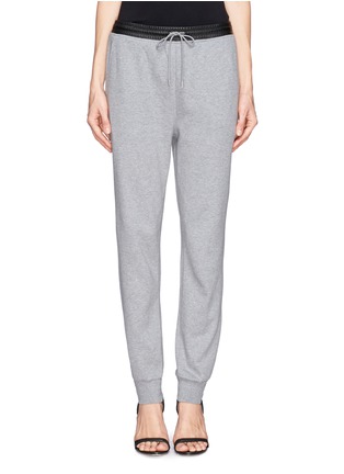 Main View - Click To Enlarge - T BY ALEXANDER WANG - Cotton nylon leather waistband sweatpants 