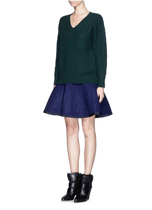 Figure View - Click To Enlarge - SACAI LUCK - Sweater and quilted skirt combo dress 