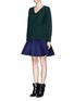 Figure View - Click To Enlarge - SACAI LUCK - Sweater and quilted skirt combo dress 