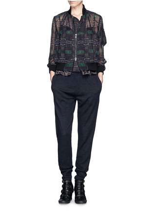 Figure View - Click To Enlarge - SACAI LUCK - Sheer tribal print bomber jacket