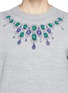 Detail View - Click To Enlarge - SACAI LUCK - Velvet flock necklace drawstring tunic sweater