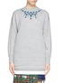 Main View - Click To Enlarge - SACAI LUCK - Velvet flock necklace drawstring tunic sweater