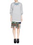 Figure View - Click To Enlarge - SACAI LUCK - Velvet flock necklace drawstring tunic sweater