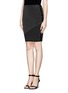 Front View - Click To Enlarge - ALEXANDER WANG - Vertical and diagonal stripe pencil skirt