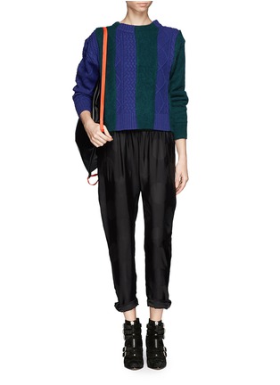 Figure View - Click To Enlarge - SACAI LUCK - Colourblock wool knit sweater