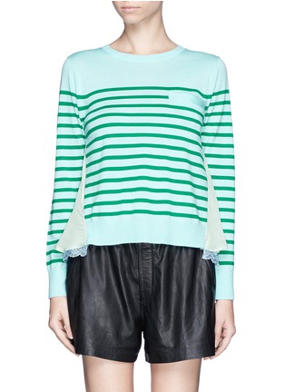 Main View - Click To Enlarge - SACAI LUCK - Lace hem wool sweater