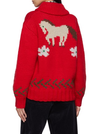 Back View - Click To Enlarge - SIENNE - Pony Intarsia Knit Zip Up Wool Sweater