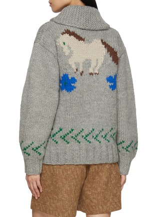 Back View - Click To Enlarge - SIENNE - Pony Intarsia Knit Zip Up Wool Sweater