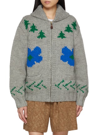 Main View - Click To Enlarge - SIENNE - Pony Intarsia Knit Zip Up Wool Sweater