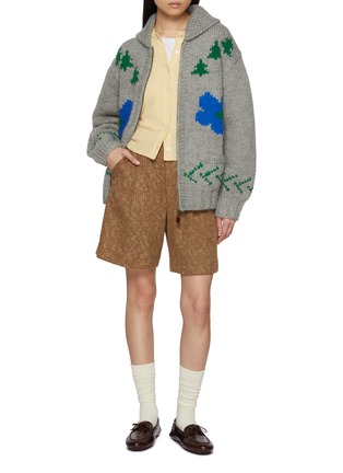 Figure View - Click To Enlarge - SIENNE - Pony Intarsia Knit Zip Up Wool Sweater