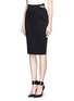 Front View - Click To Enlarge - LANVIN - Pinned asymmetric ruche pencil skirt
