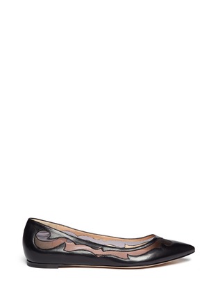 Main View - Click To Enlarge - GIANVITO ROSSI - Mesh insert leather flats