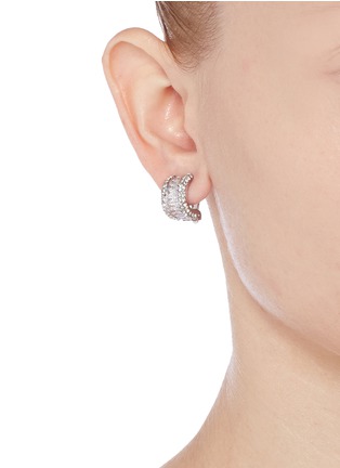 Figure View - Click To Enlarge - CZ BY KENNETH JAY LANE - Cubic zirconia hoop clip earrings