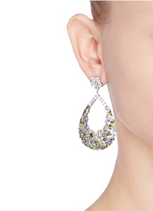 Figure View - Click To Enlarge - CZ BY KENNETH JAY LANE - Cubic Zirconia floral teardrop earrings