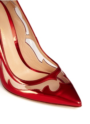 Detail View - Click To Enlarge - GIANVITO ROSSI - Western PVC insert metallic leather pumps