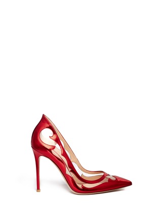 Main View - Click To Enlarge - GIANVITO ROSSI - Western PVC insert metallic leather pumps