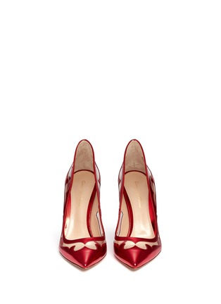 Figure View - Click To Enlarge - GIANVITO ROSSI - Western PVC insert metallic leather pumps