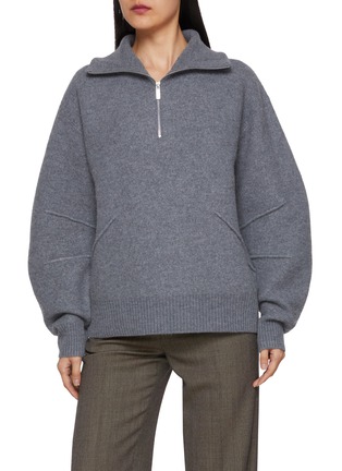Main View - Click To Enlarge - HELMUT LANG - Quarter Zip Wool Knit Sweater