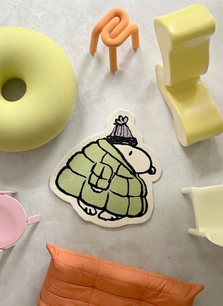 Detail View - Click To Enlarge - MAISON DEUX - x Peanuts Puffer Jacket Rug — Kiwi/Lilac