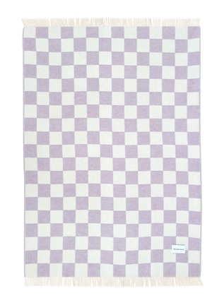Detail View - Click To Enlarge - MAISON DEUX - Checkerboard Blanket — Lilac/White